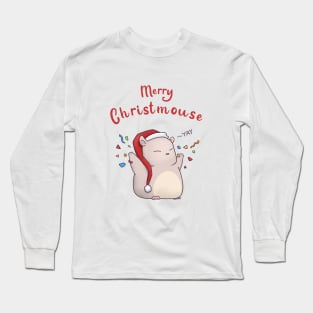 Merry Christmouse Cute Mouse in Santa Hat Long Sleeve T-Shirt